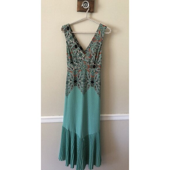 Maeve Dresses & Skirts - Anthropologie Maeve Womens Size 2 Canyon Creek Paisley Midi Dress Blue Green